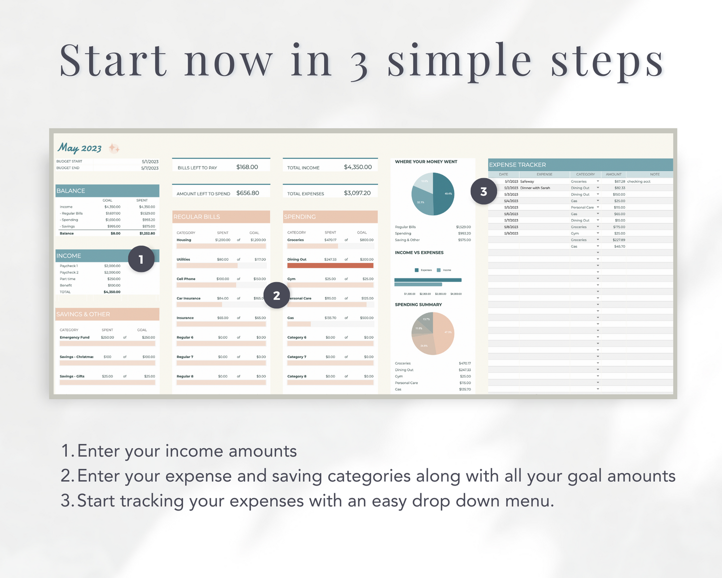 Easy Beginner Budget Spreadsheet