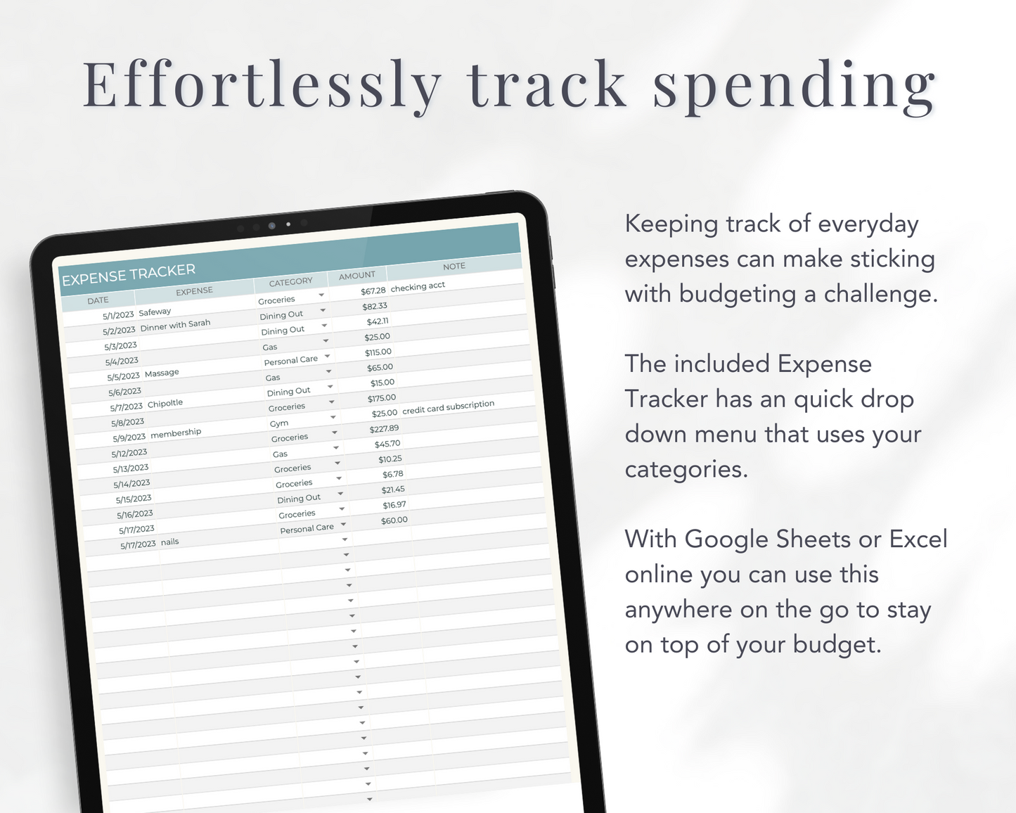 Easy Beginner Budget Spreadsheet