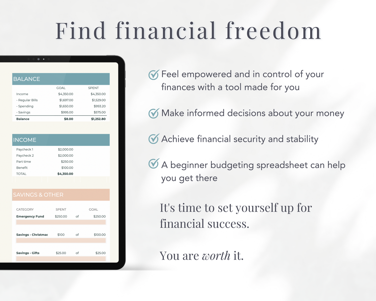 Easy Beginner Budget Spreadsheet