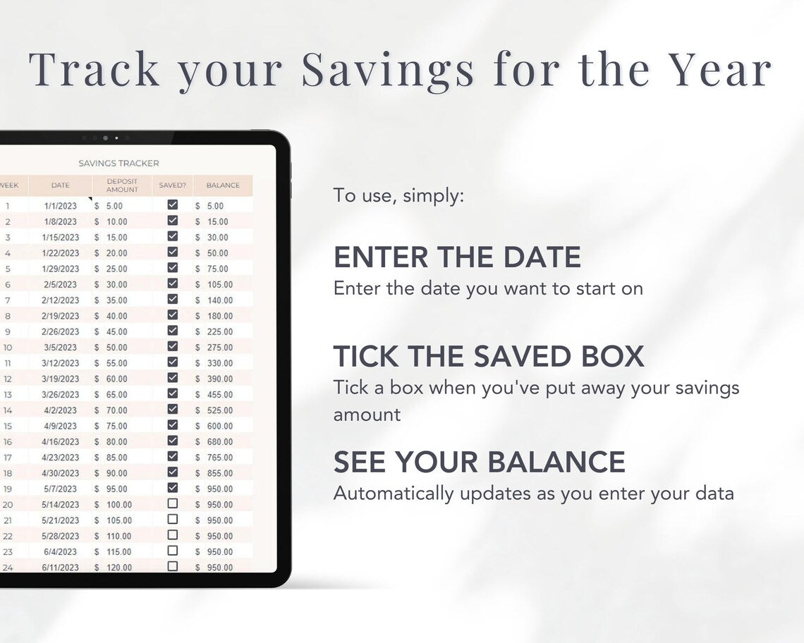 52 Week Saving Challenge Spreadsheet