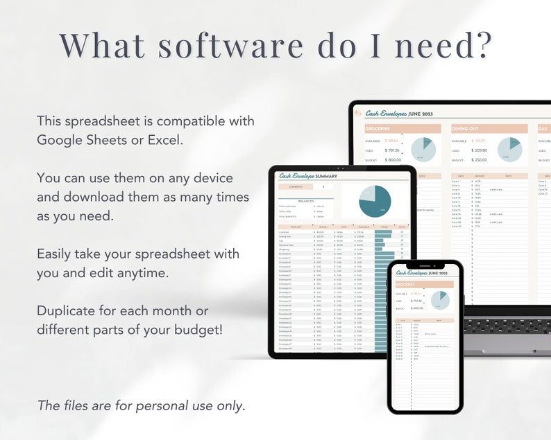 Cash Envelope Spending Tracker (Blue)