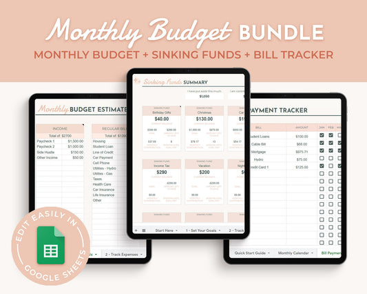 Monthly Budget Spreadsheet Bundle