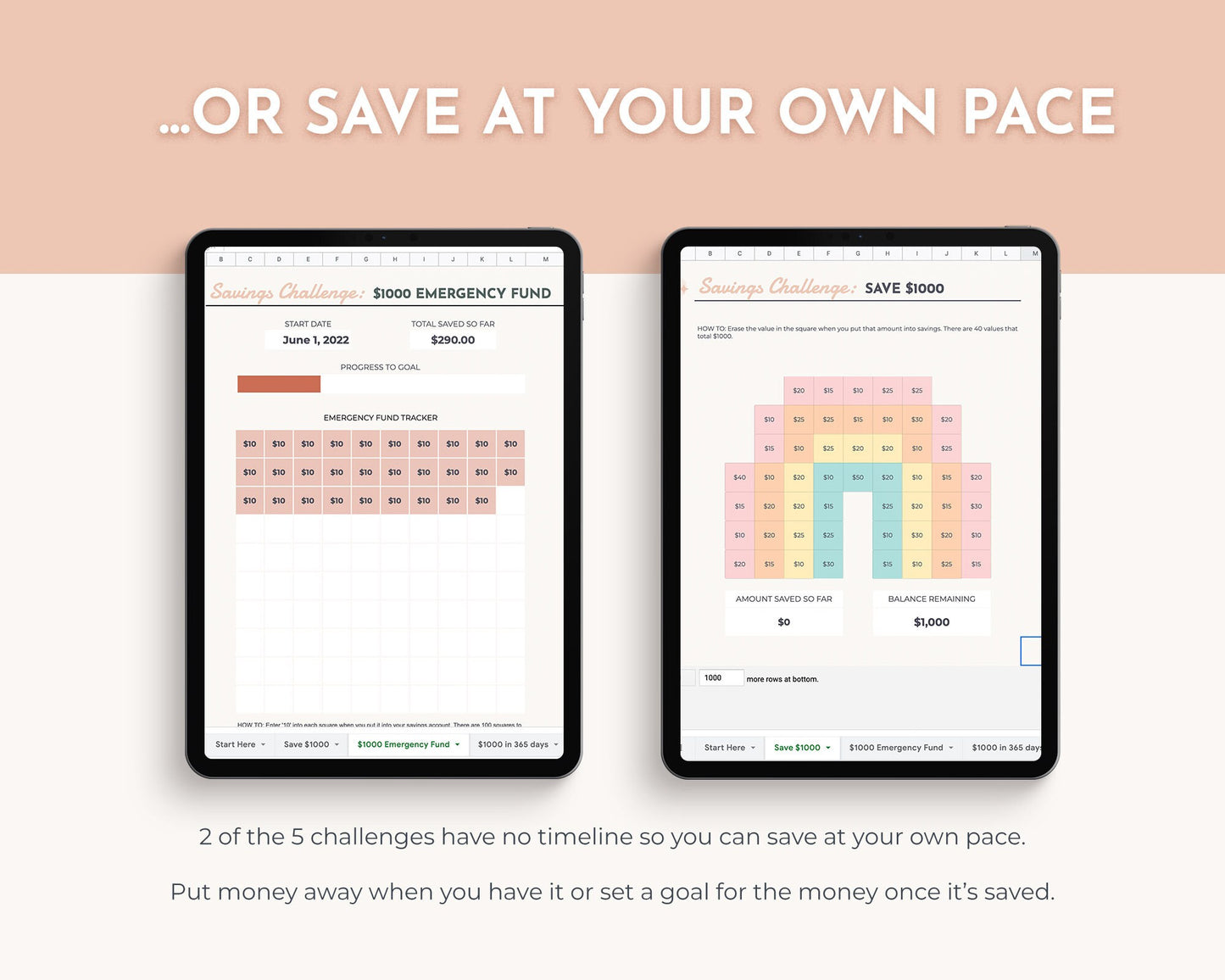 $1000 Savings Challenge Spreadsheet