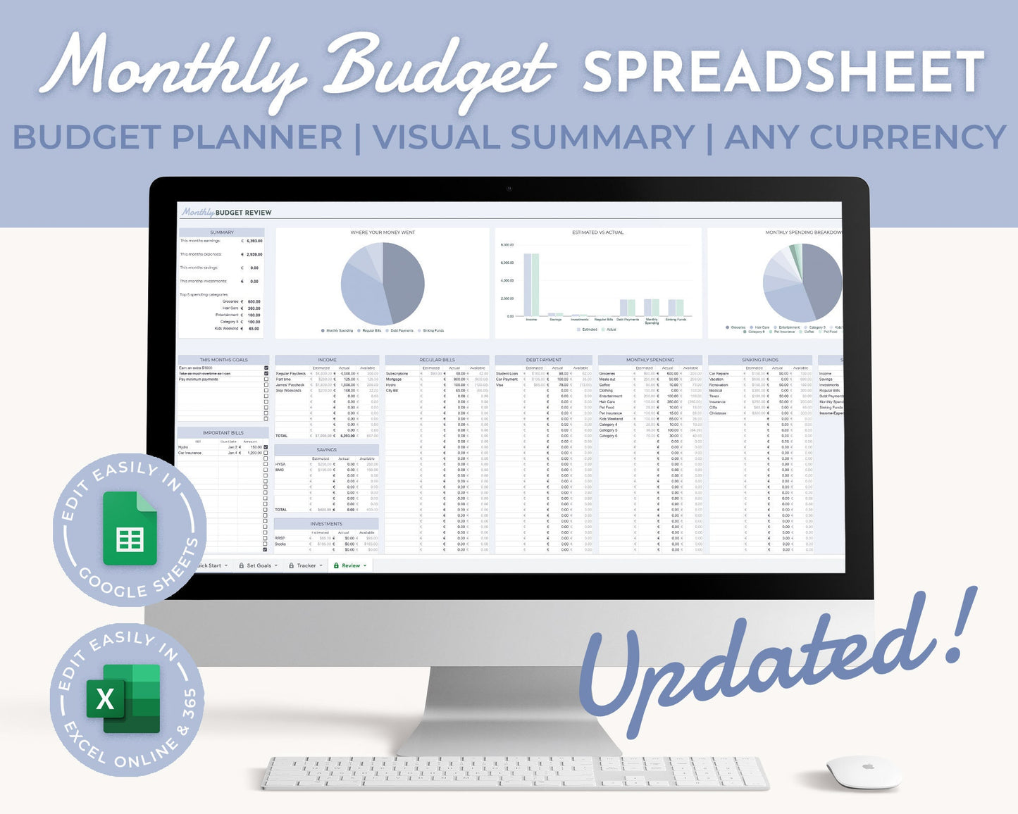 Monthly Budget Spreadsheet