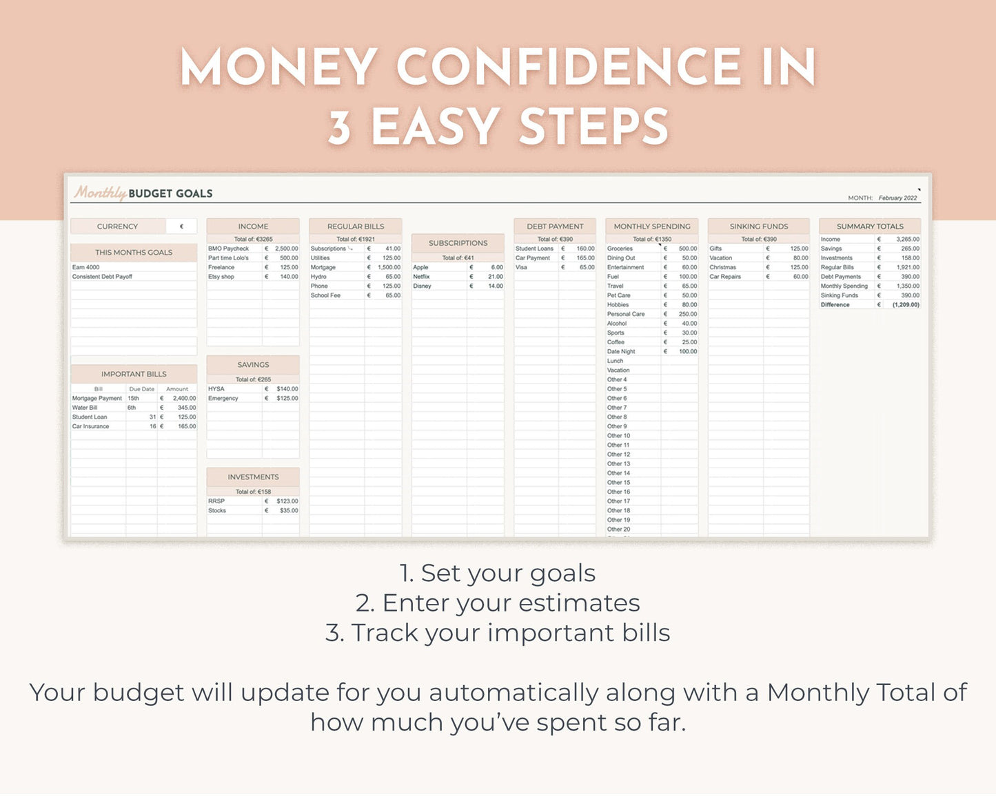 Monthly Budget Spreadsheet