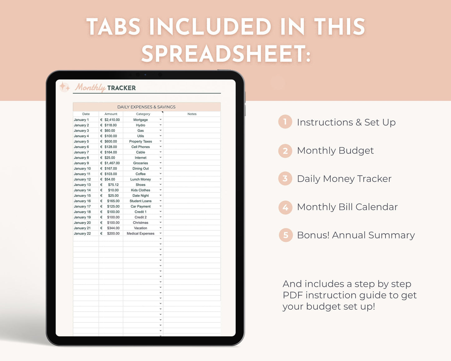 Express Monthly Budget Spreadsheet