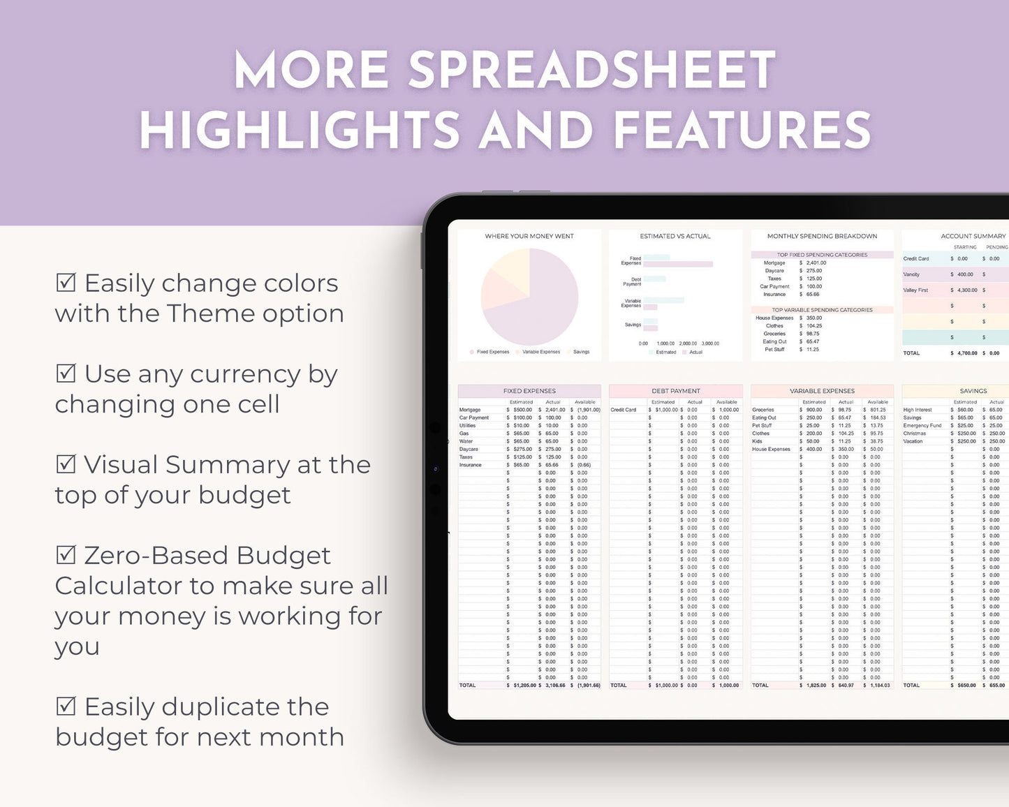 Monthly Budget Spreadsheet