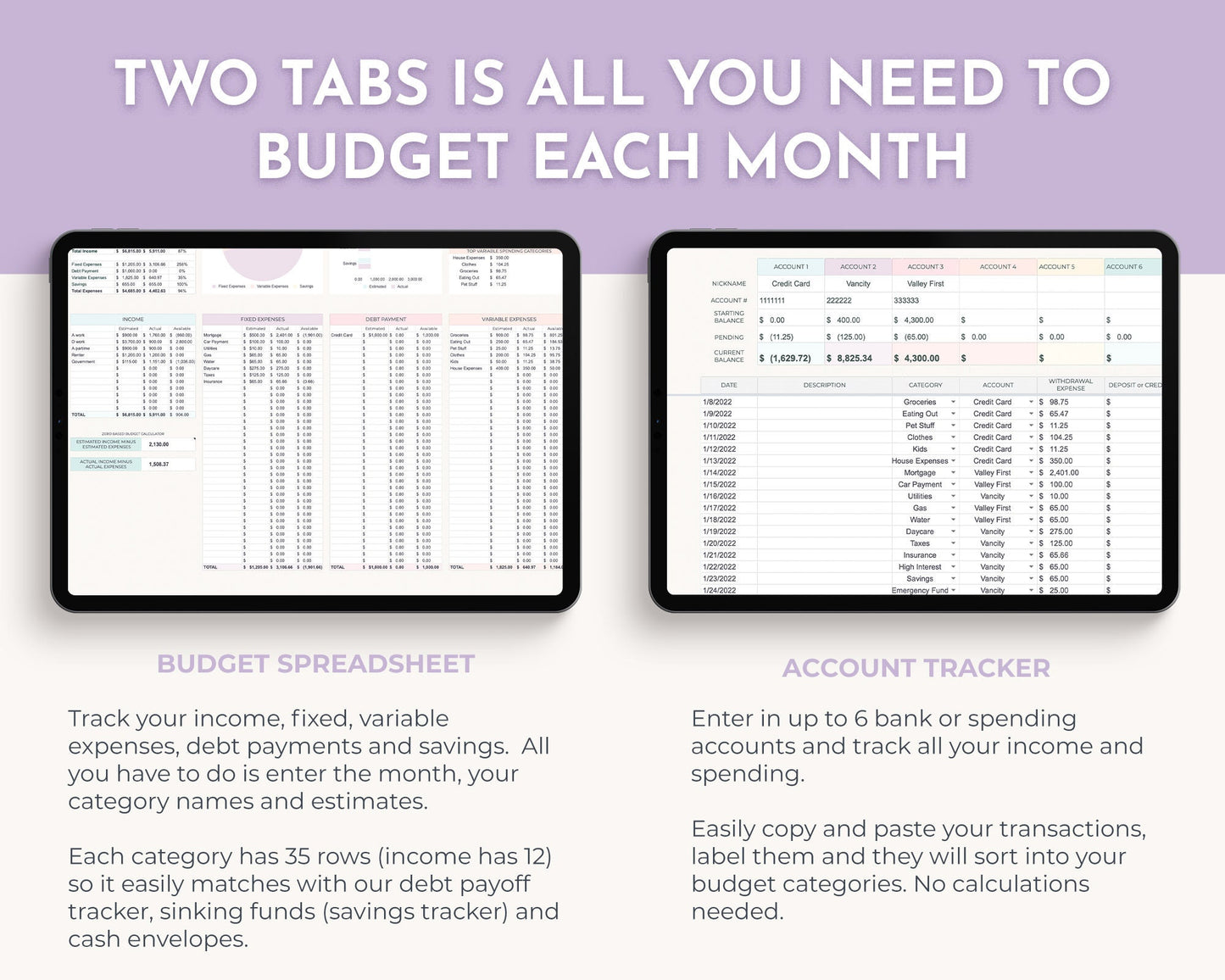 Monthly Budget Spreadsheet