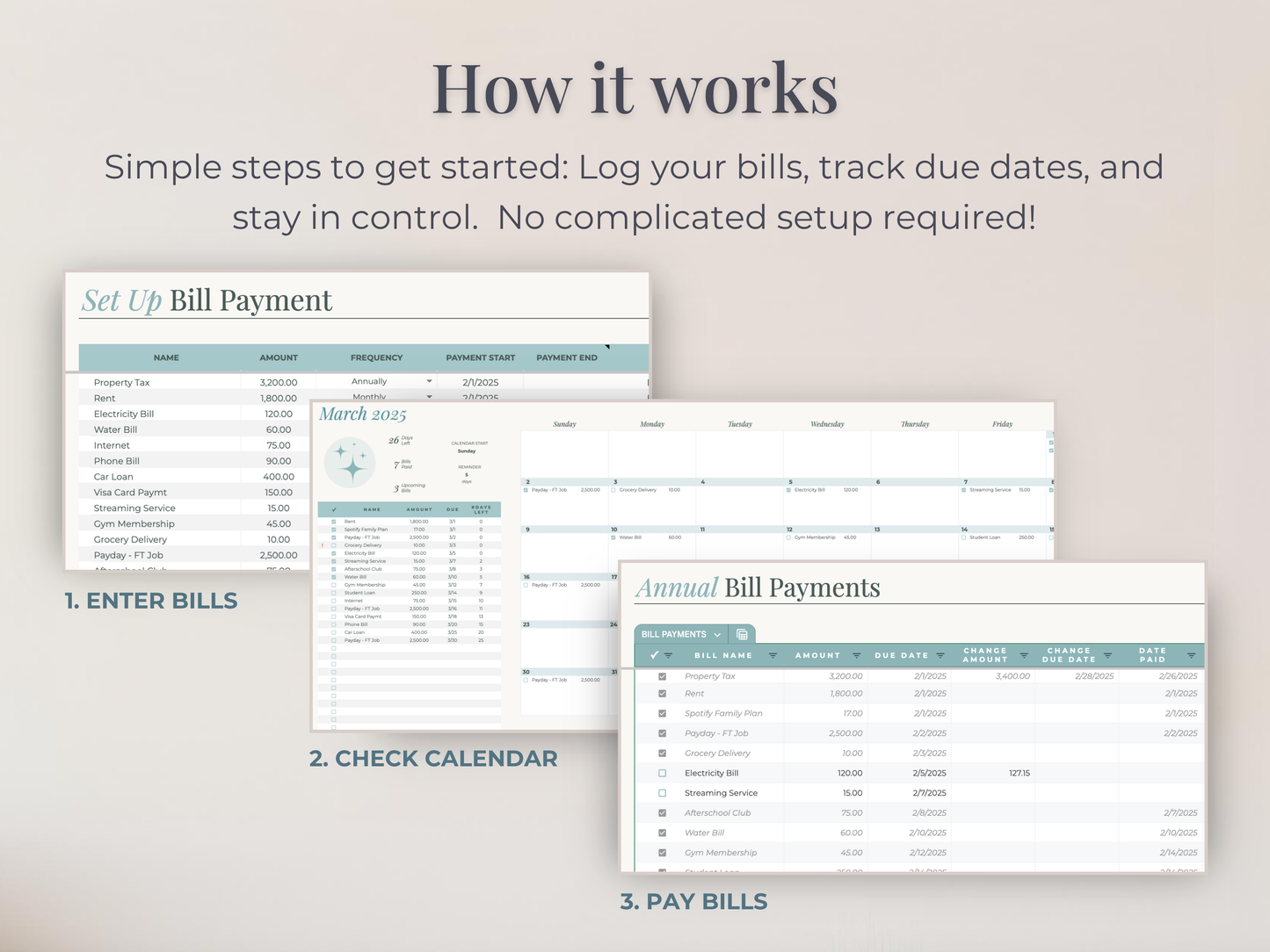 Monthly Bill Calendar Google Sheets Spreadsheet Template