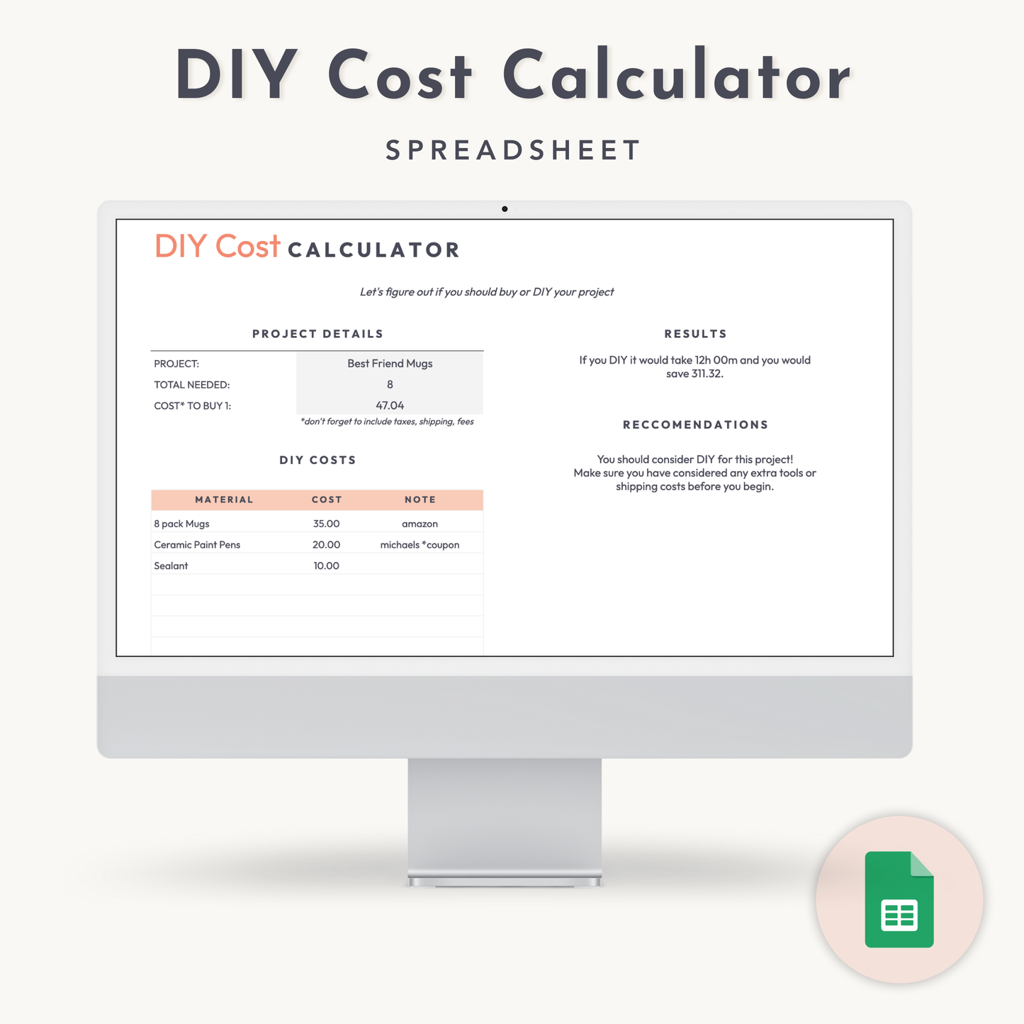 DIY Cost Calculator