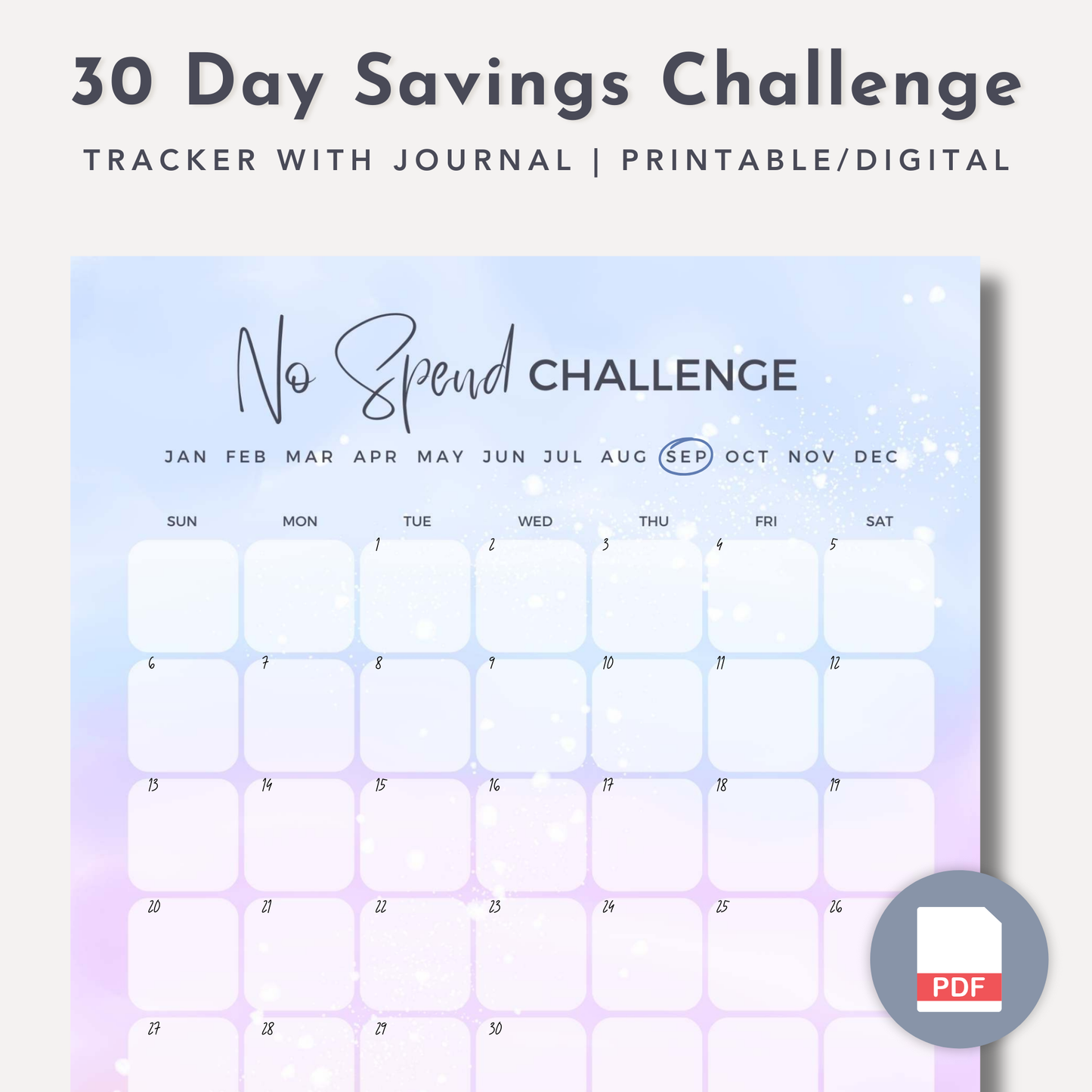 30 Day Saving Challenge Printable