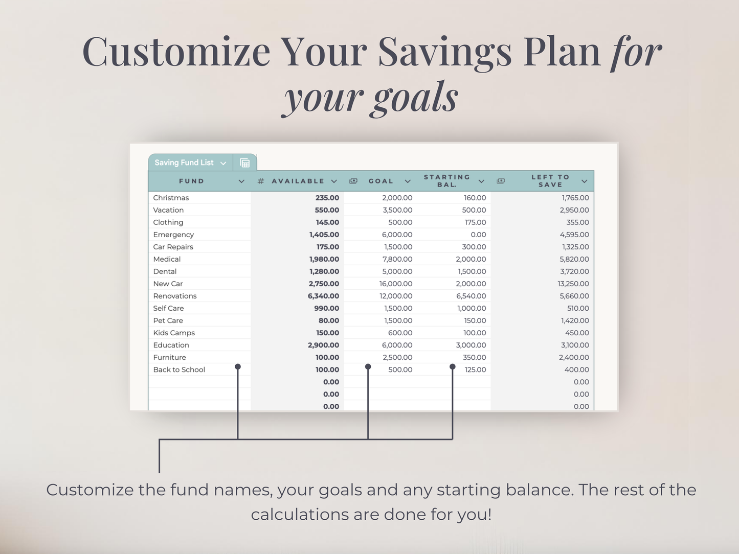 Savings Challenge Spreadsheet for Google Sheets