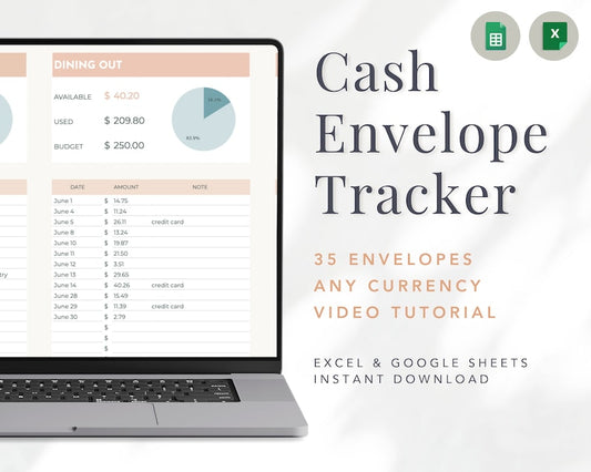 Cash Envelope Spending Tracker (Blue)