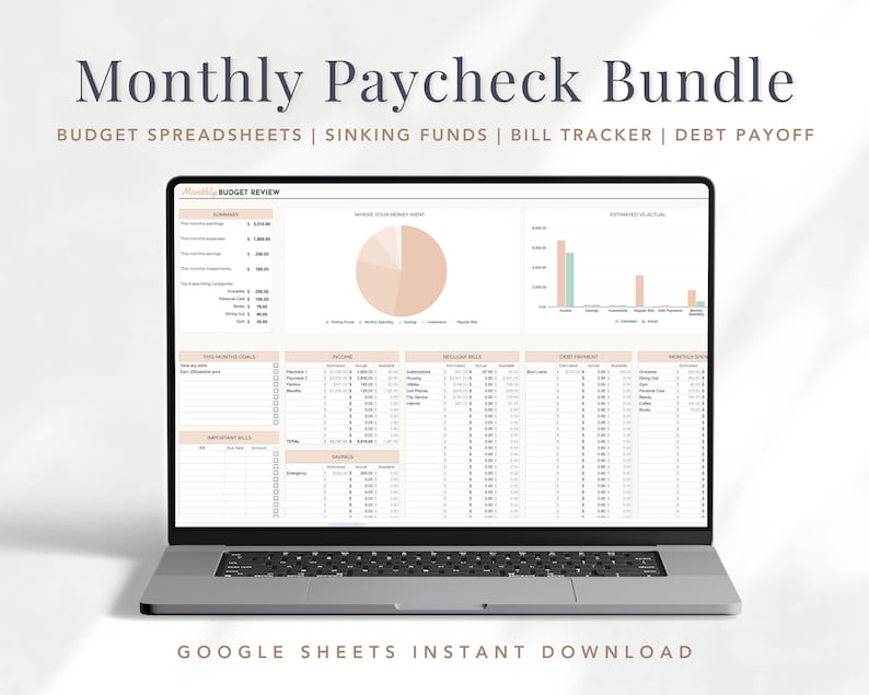 Monthly Paycheck Budget Bundle