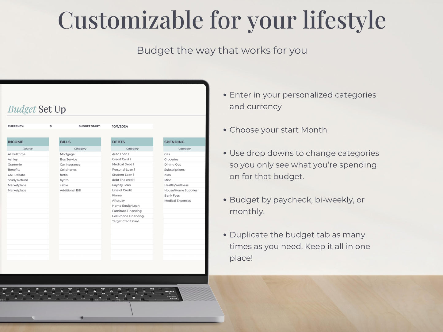 Annual Budget Planner & Account Tracker Spreadsheet for Google Sheets