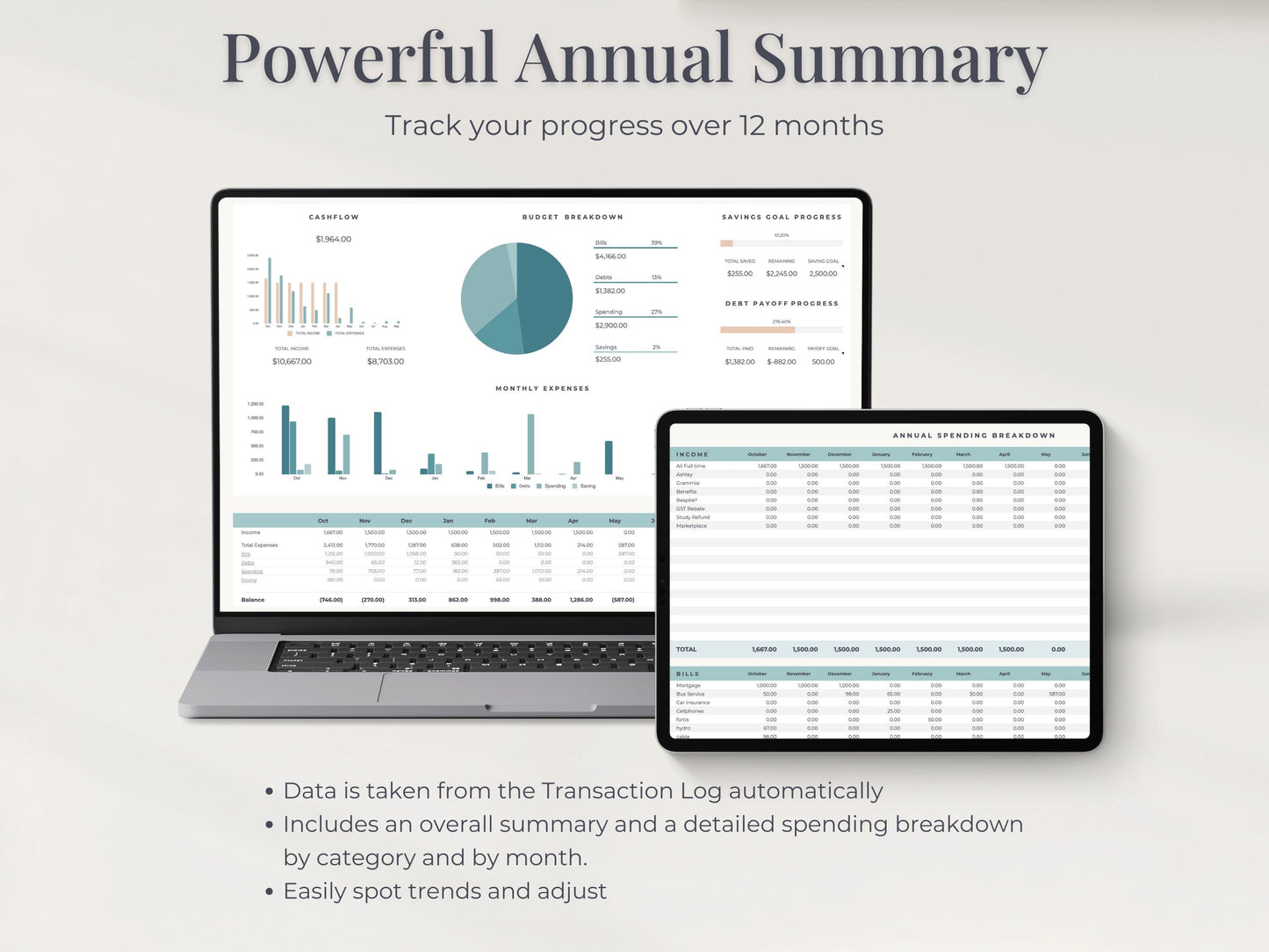 Annual Budget Planner & Account Tracker Spreadsheet for Google Sheets