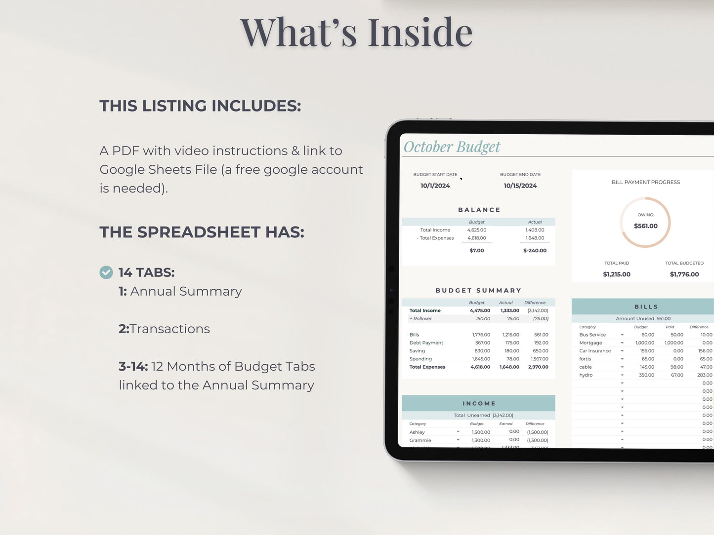 Annual Budget Planner & Account Tracker Spreadsheet for Google Sheets