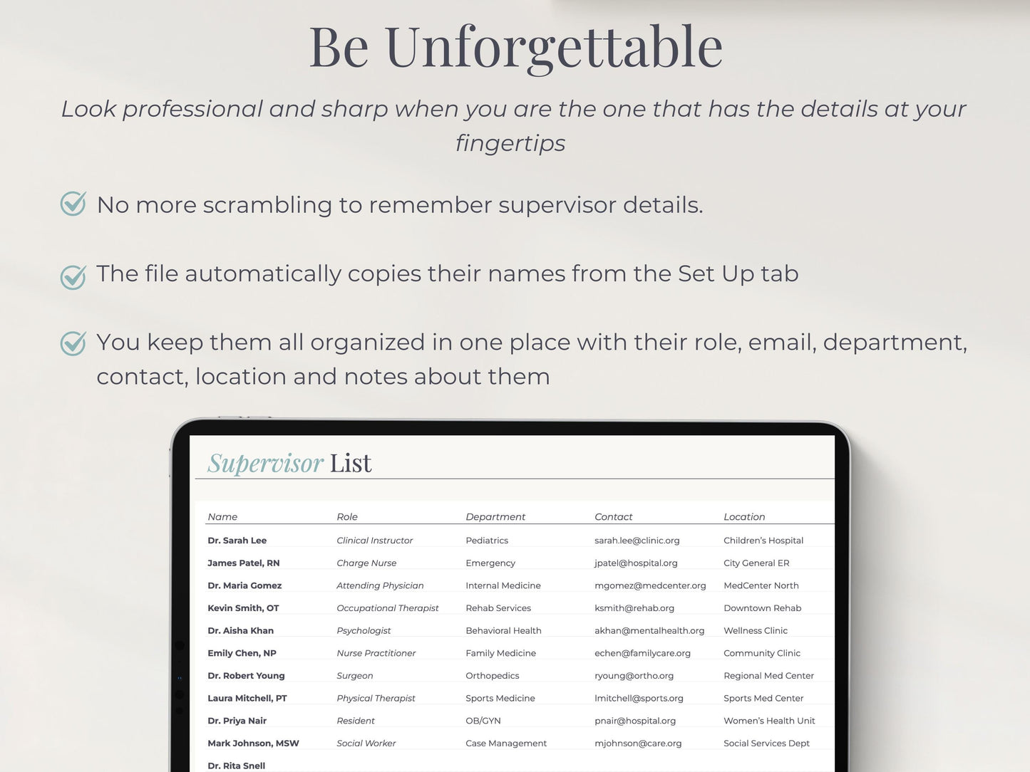 Clinical Hours Tracker for Social Work & Nursing Supervision Log Google Sheets & Excel