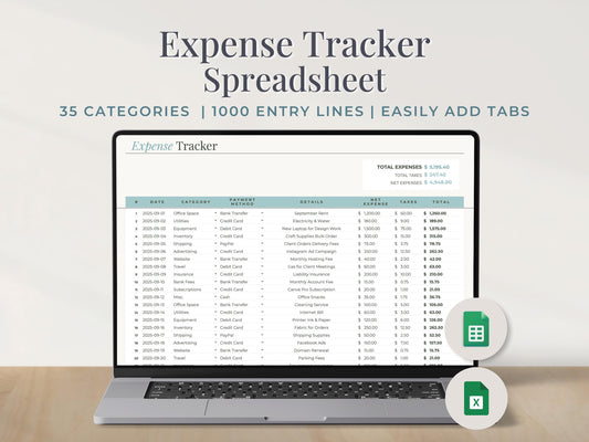Small Business Income & Expense Tracker Spreadsheet for Google Sheets & Excel