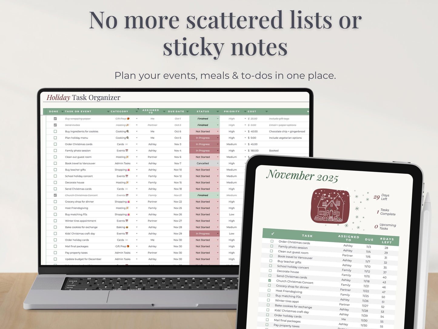 Ultimate Christmas Planner Spreadsheet for Google Sheets & Excel