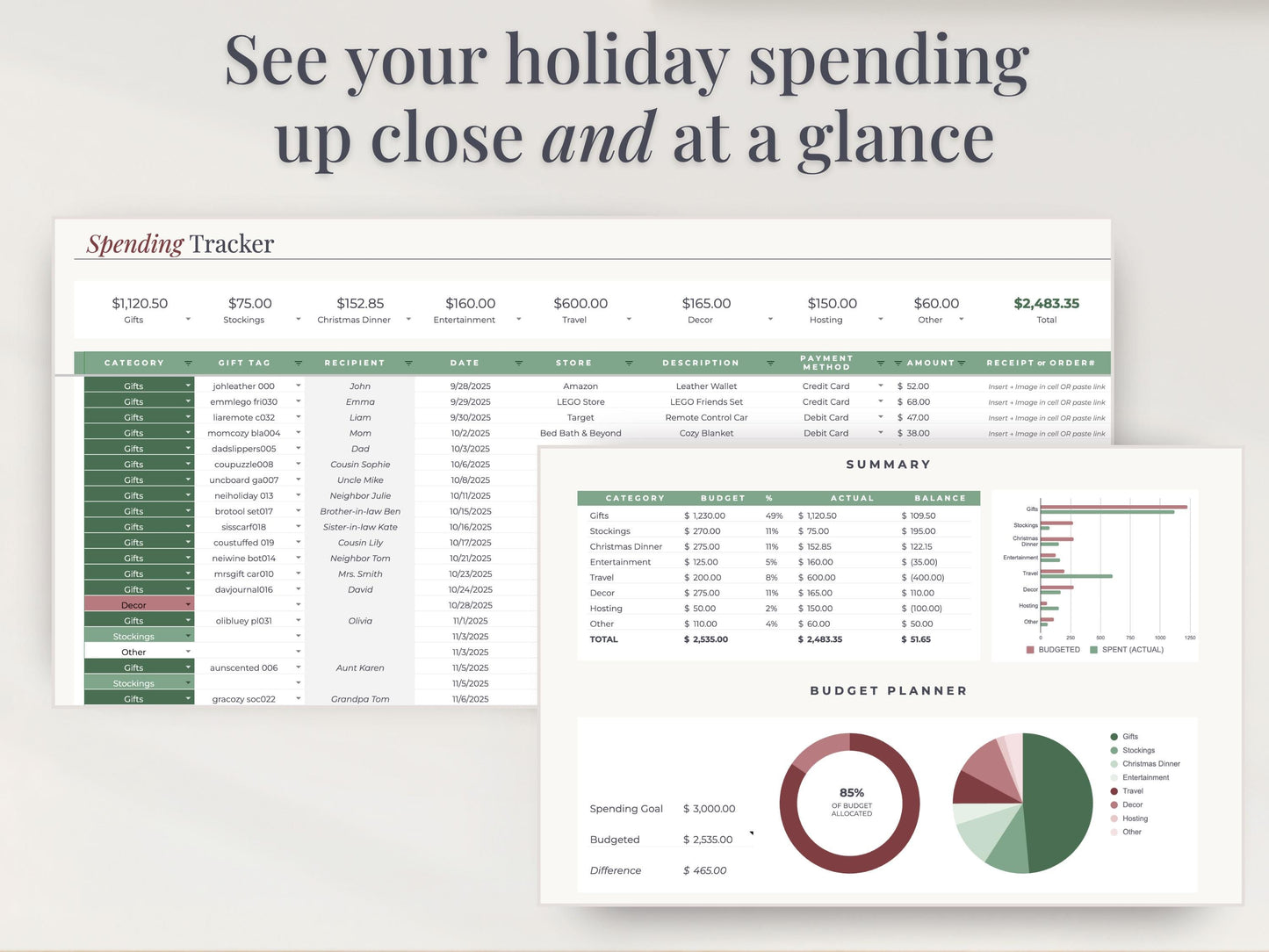 Ultimate Christmas Planner Spreadsheet for Google Sheets & Excel