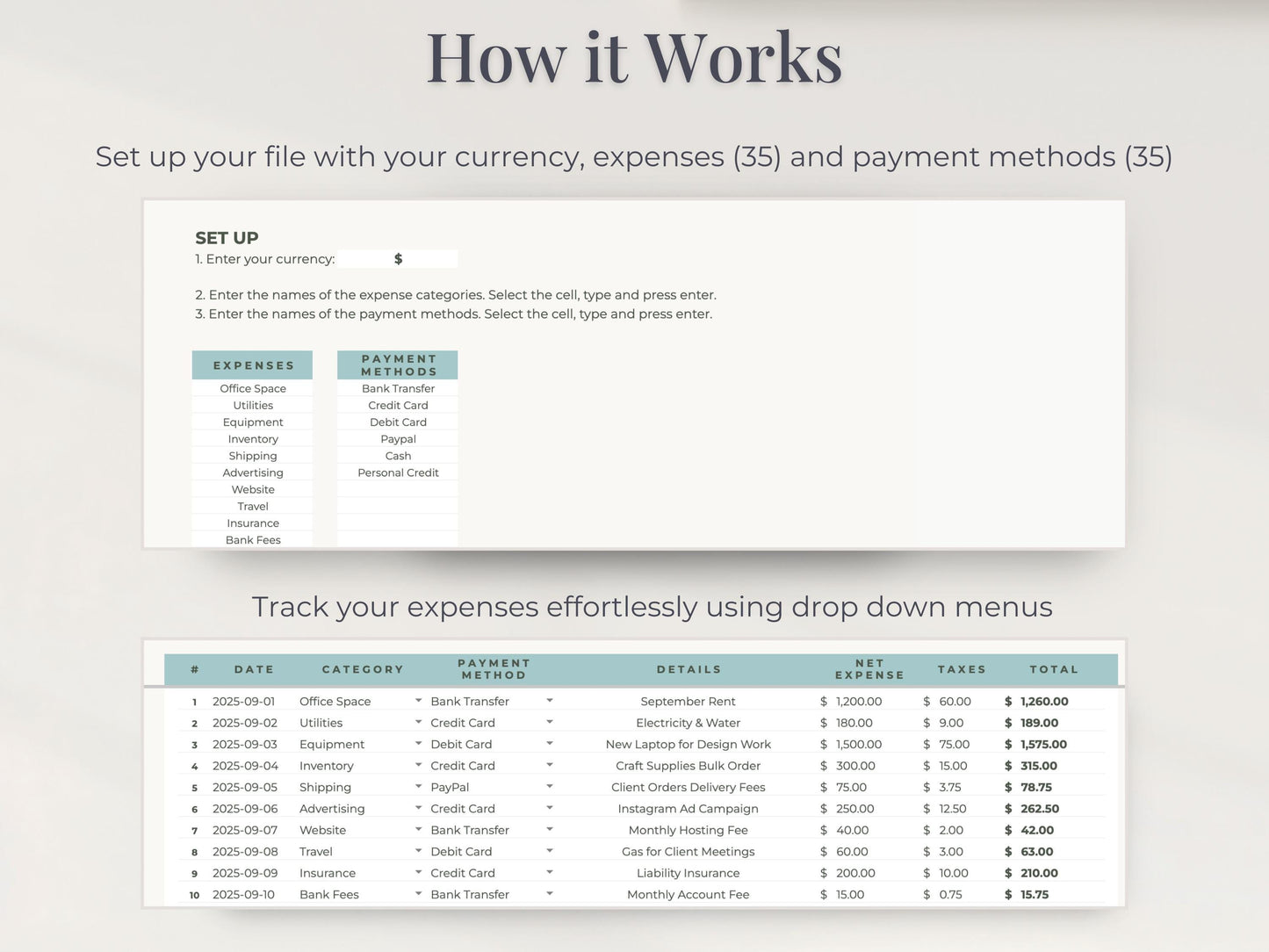 Small Business Income & Expense Tracker Spreadsheet for Google Sheets & Excel