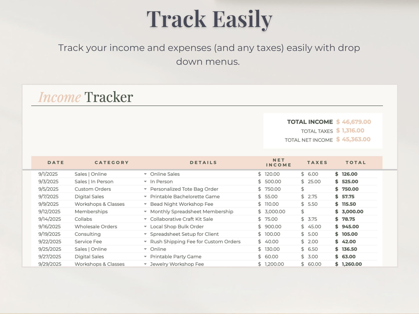Easy Bookkeeping Template for Small Business