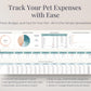 Pet Expense Tracker for Google Sheets & Excel