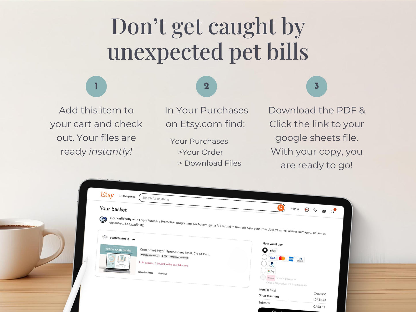 Pet Expense Tracker for Google Sheets & Excel