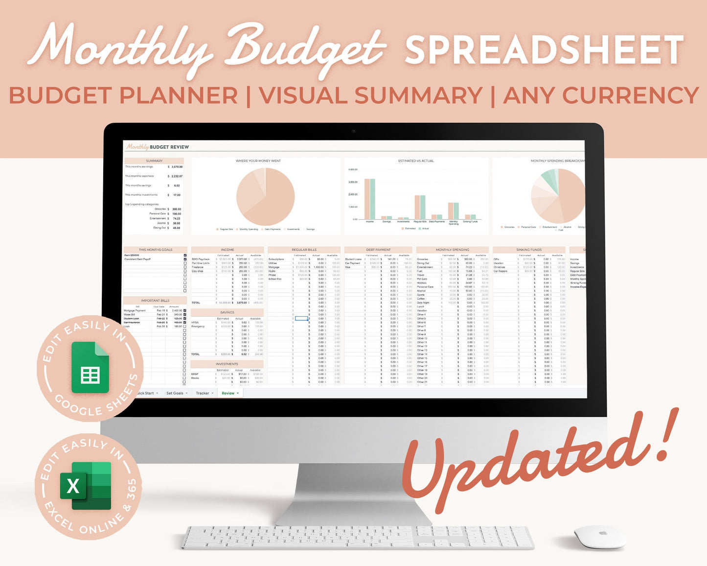 Monthly Budget Spreadsheet Bundle