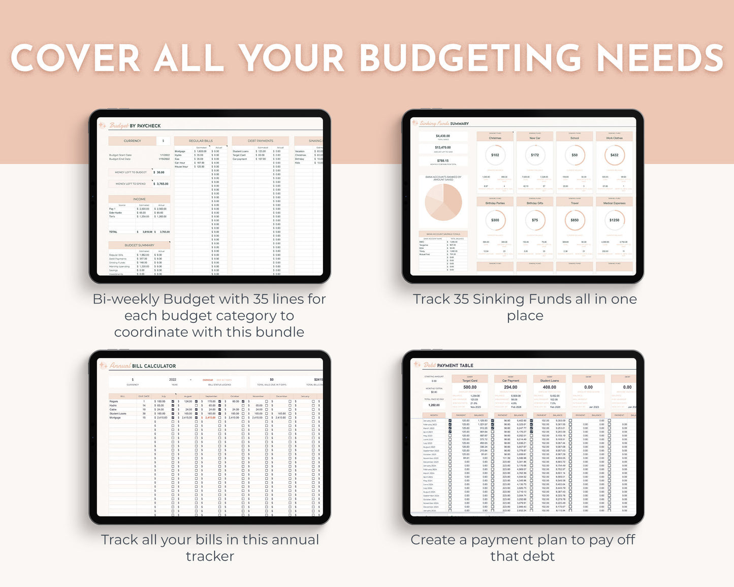 Bi-Weekly Budget by Paycheck Bundle