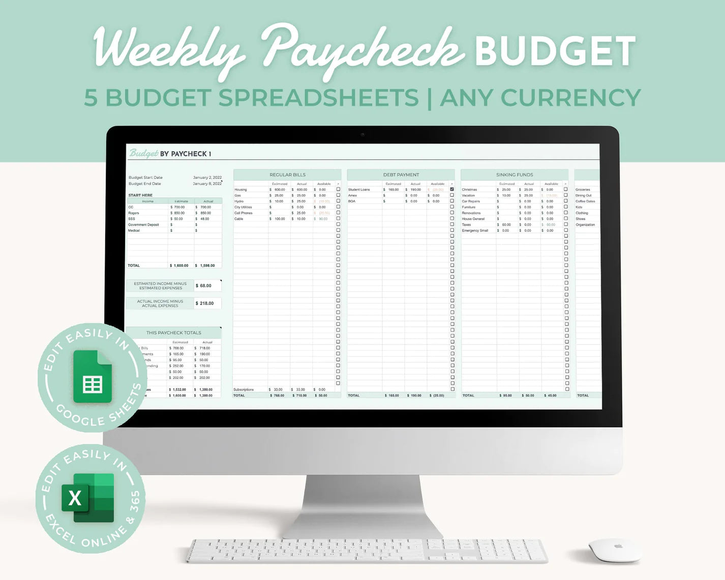 Weekly Paycheck Budget Spreadsheet